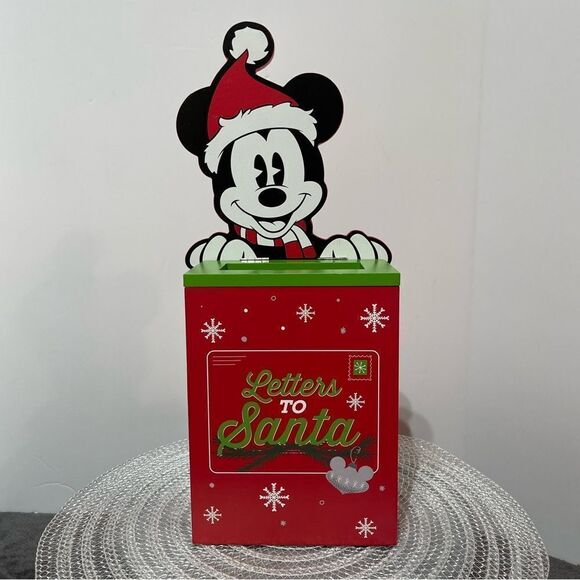 Disney Mickey Mouse Wooden Letters to Santa Box NWT - Picture 1 of 13